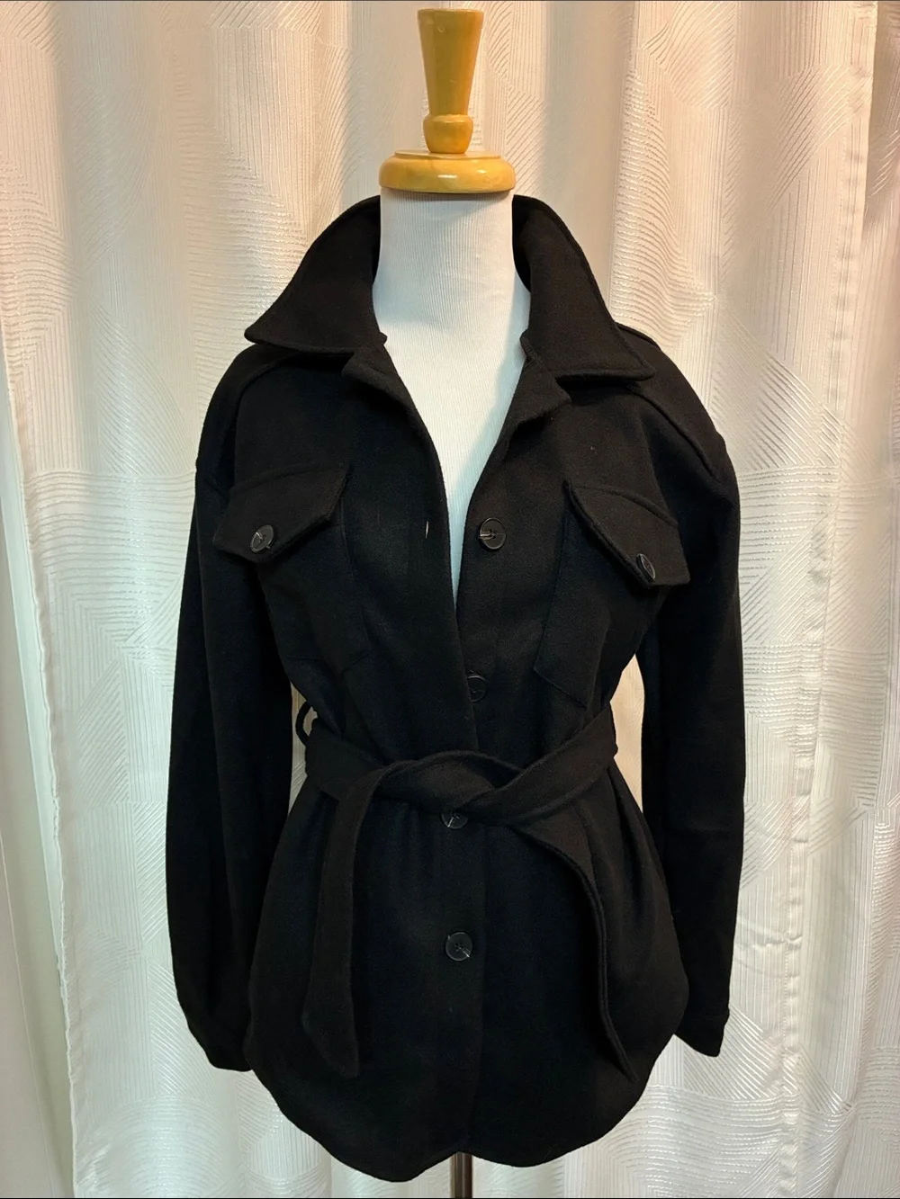 Black Belted Trench Coat for Women